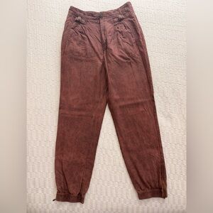 Anthropologie Women's Rust Brown Button Joggers